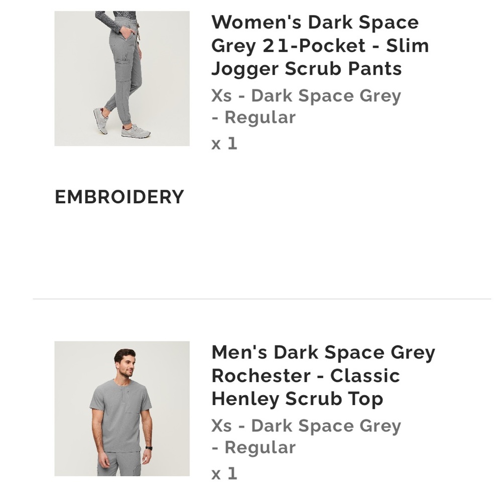 Figs Dark Space Gray scrub set XS